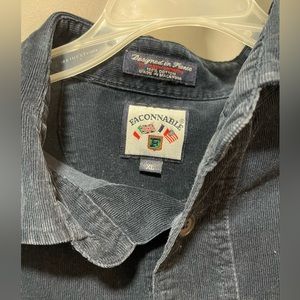 Faconnable Men’s fine corduroy button down shirt Blue XL